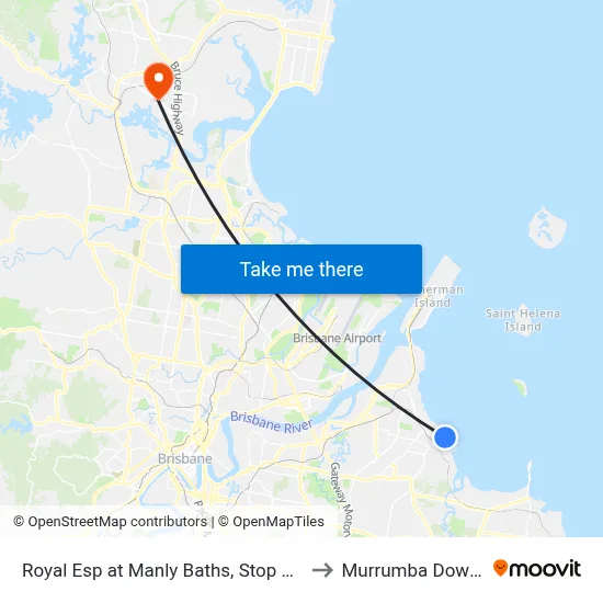 Royal Esp at Manly Baths, Stop 87a to Murrumba Downs map