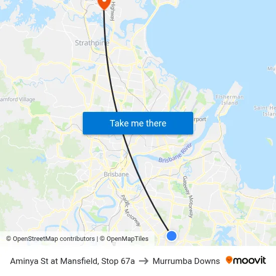 Aminya St at Mansfield, Stop 67a to Murrumba Downs map