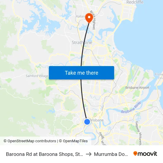Baroona Rd at Baroona Shops, Stop 7 to Murrumba Downs map