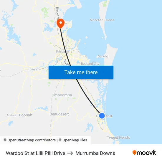 Wardoo St at Lilli Pilli Drive to Murrumba Downs map