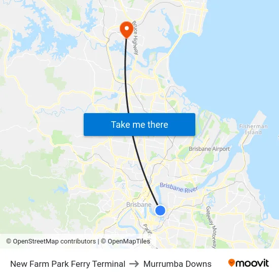 New Farm Park Ferry Terminal to Murrumba Downs map
