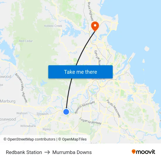 Redbank Station to Murrumba Downs map