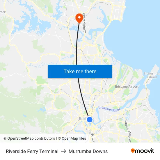 Riverside Ferry Terminal to Murrumba Downs map