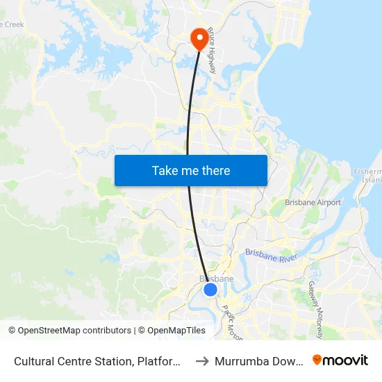 Cultural Centre Station, Platform 3 to Murrumba Downs map