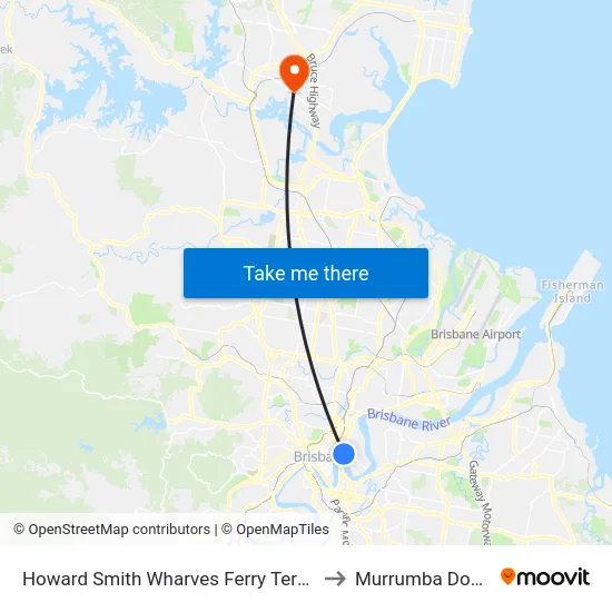 Howard Smith Wharves Ferry Terminal to Murrumba Downs map