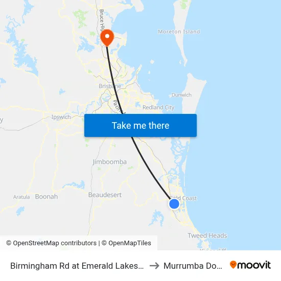 Birmingham Rd at Emerald Lakes Drive to Murrumba Downs map
