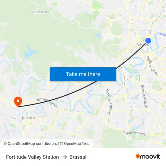 Fortitude Valley Station to Brassall map