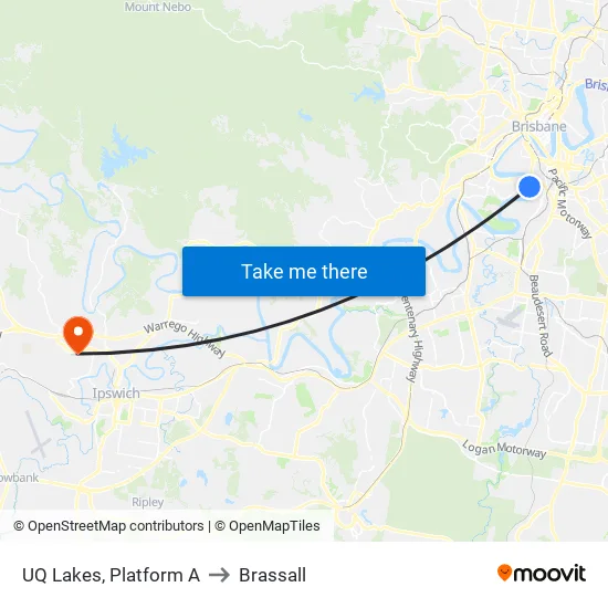 UQ Lakes, Platform A to Brassall map