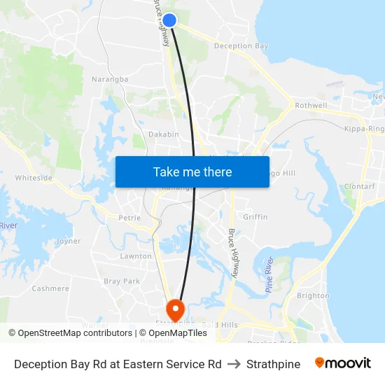 Deception Bay Rd at Eastern Service Rd to Strathpine map