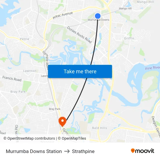 Murrumba Downs Station to Strathpine map