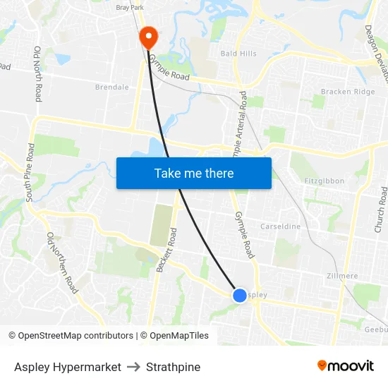 Aspley Hypermarket to Strathpine map