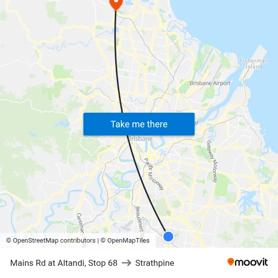 Mains Rd at Altandi, Stop 68 to Strathpine map