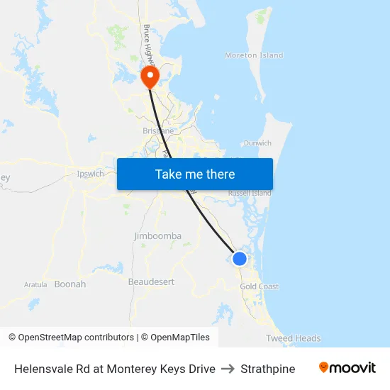 Helensvale Rd at Monterey Keys Drive to Strathpine map