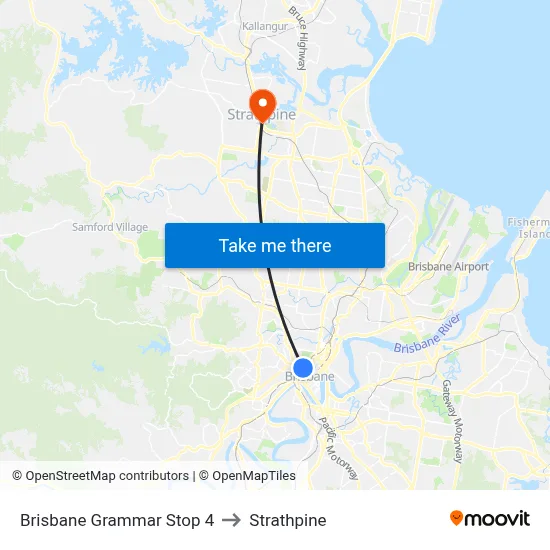 Brisbane Grammar Stop 4 to Strathpine map