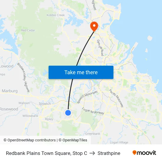 Redbank Plains Town Square, Stop C to Strathpine map