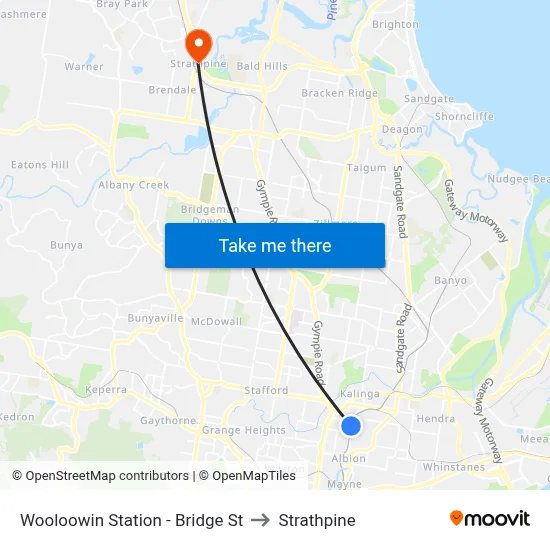 Wooloowin Station - Bridge St to Strathpine map