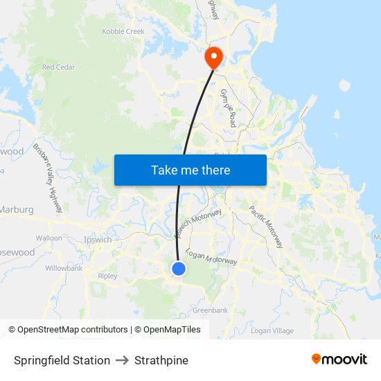 Springfield Station to Strathpine map