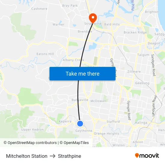 Mitchelton Station to Strathpine map