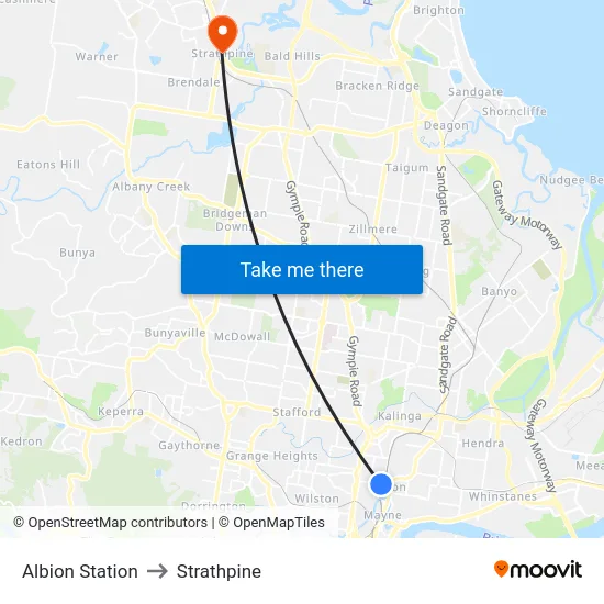 Albion Station to Strathpine map