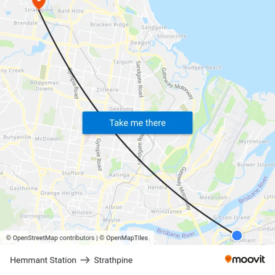 Hemmant Station to Strathpine map