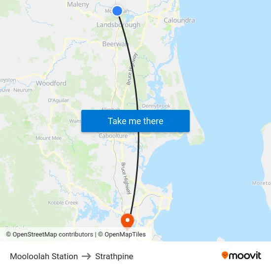 Mooloolah Station to Strathpine map