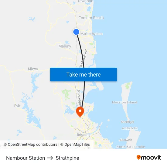 Nambour Station to Strathpine map