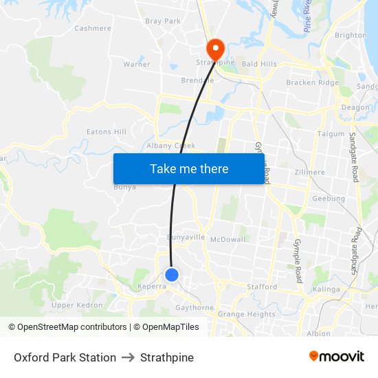 Oxford Park Station to Strathpine map