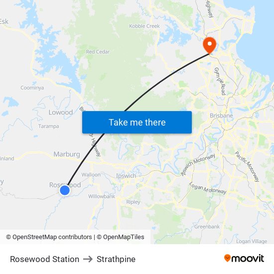Rosewood Station to Strathpine map
