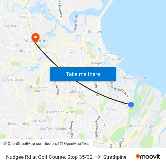 Nudgee Rd at Golf Course, Stop 35/32 to Strathpine map