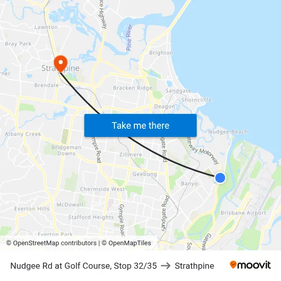 Nudgee Rd at Golf Course, Stop 32/35 to Strathpine map