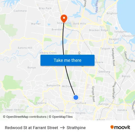 Redwood St at Farrant Street to Strathpine map