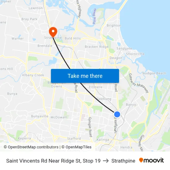 Saint Vincents Rd Near Ridge St, Stop 19 to Strathpine map