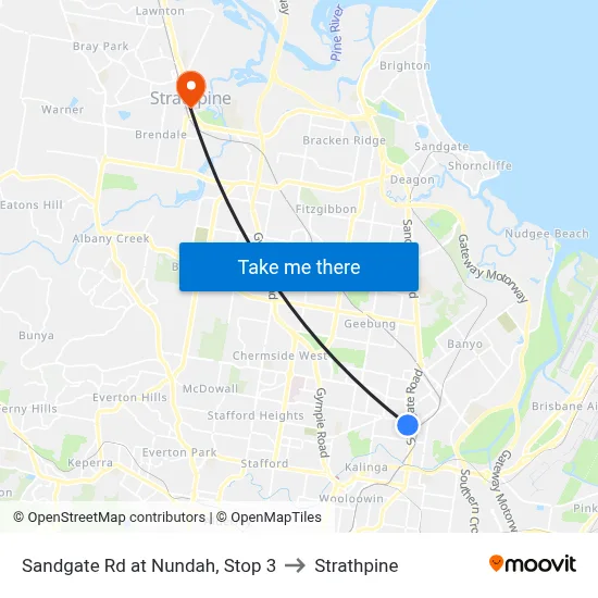 Sandgate Rd at Nundah, Stop 3 to Strathpine map