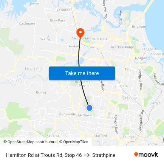 Hamilton Rd at Trouts Rd, Stop 46 to Strathpine map