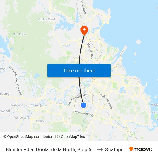 Blunder Rd at Doolandella North, Stop 61a to Strathpine map