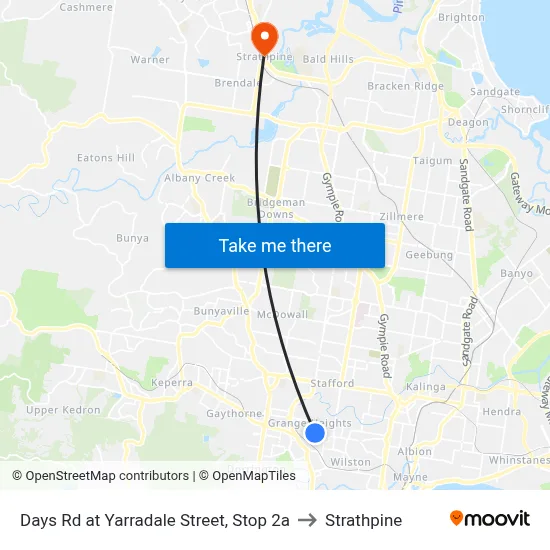 Days Rd at Yarradale Street, Stop 2a to Strathpine map