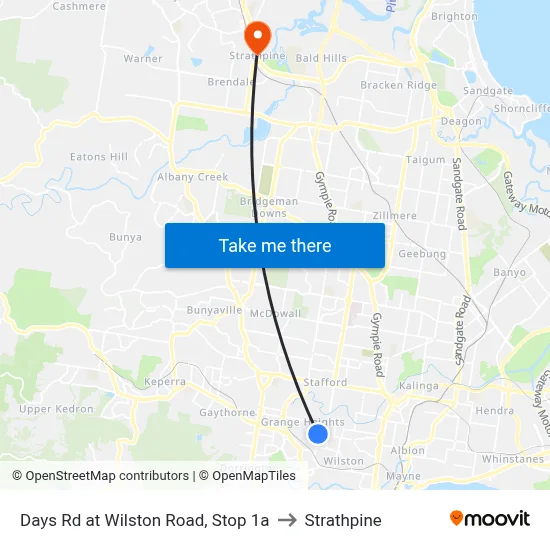 Days Rd at Wilston Road, Stop 1a to Strathpine map