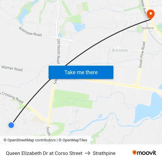 Queen Elizabeth Dr at Corso Street to Strathpine map