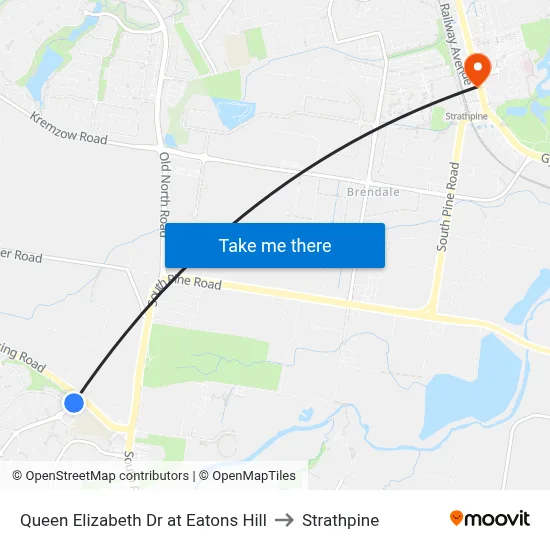 Queen Elizabeth Dr at Eatons Hill to Strathpine map