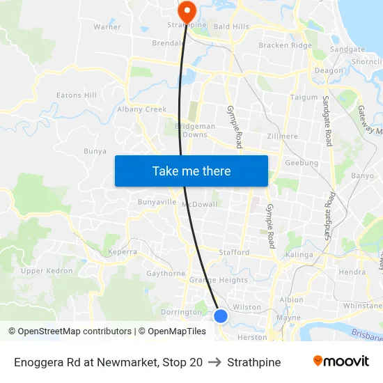 Enoggera Rd at Newmarket, Stop 20 to Strathpine map