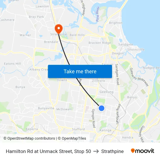 Hamilton Rd at Unmack Street, Stop 50 to Strathpine map