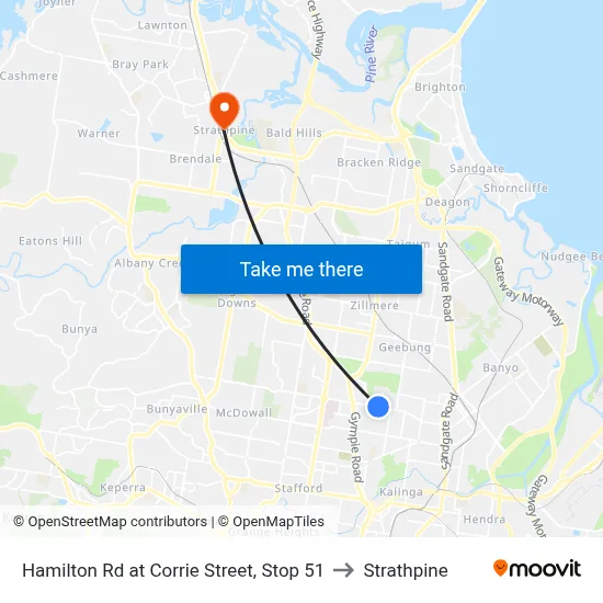 Hamilton Rd at Corrie Street, Stop 51 to Strathpine map