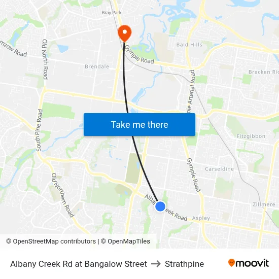 Albany Creek Rd at Bangalow Street to Strathpine map