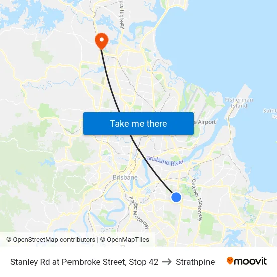 Stanley Rd at Pembroke Street, Stop 42 to Strathpine map
