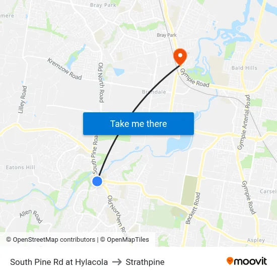 South Pine Rd at Hylacola to Strathpine map
