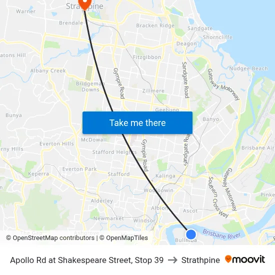 Apollo Rd at Shakespeare Street, Stop 39 to Strathpine map