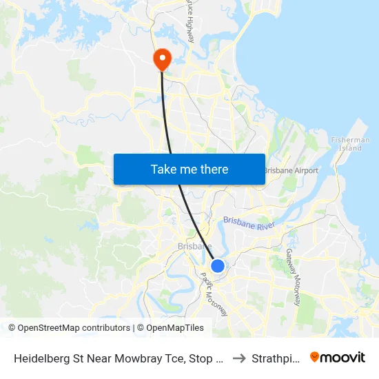 Heidelberg St Near Mowbray Tce, Stop 14 to Strathpine map