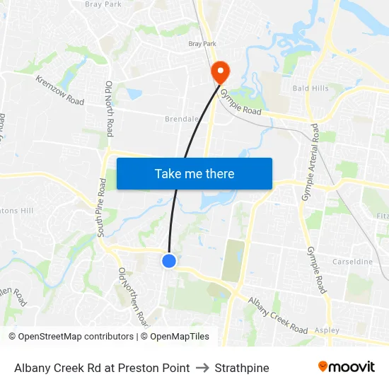 Albany Creek Rd at Preston Point to Strathpine map