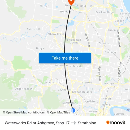 Waterworks Rd at Ashgrove, Stop 17 to Strathpine map