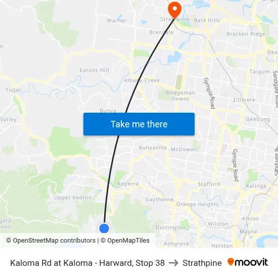 Kaloma Rd at Kaloma - Harward, Stop 38 to Strathpine map
